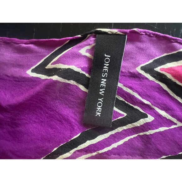 Jones New York Pink Purple Abstract Pink Silk Scarf - Picture 5 of 6